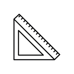 Minimalist Line Drawing of Triangular Ruler or Set Square with Measurement Markings