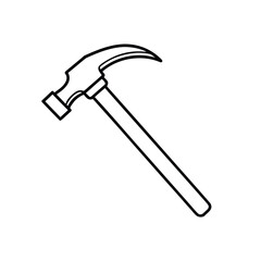 Minimalist Line Drawing of Claw Hammer with Straight Handle