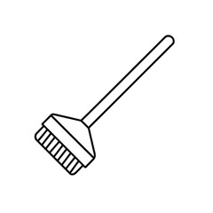 Minimalist Line Drawing of Cleaning Brush with Long Handle and Bristles