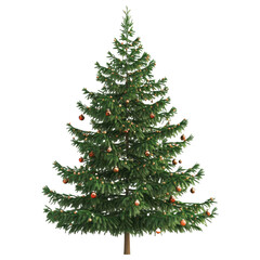 Fototapeta premium Festive Christmas Tree: A beautifully decorated evergreen Christmas tree stands ready for the holiday season, adorned with ornaments, lights, and a sense of warmth and joy.