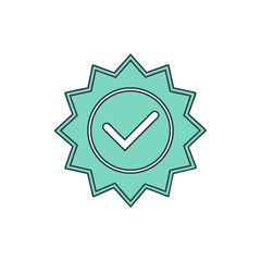 Teal star badge with checkmark green