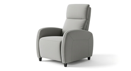 Fototapeta premium A single light gray recliner chair with a high back isolated on a white background in a studio shot ai generated