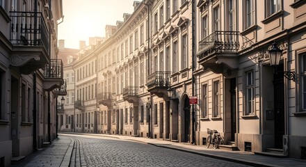 Fototapeta premium Historic European Cobblestone Street