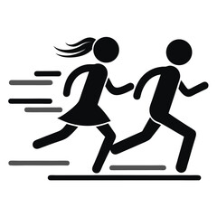 Silhouetted Figures in Motion A Dynamic Depiction of Running and Velocity with Stylized Speed Lines Conveying Swiftness