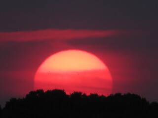 beautiful sunset on the horizon making night dark