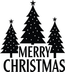 Obraz premium Merry christmas trees star holiday season decoration winter silhouette vector illustration