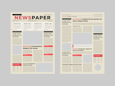 The daily newspaper layout, magazine design, newspaper template with text and picture placeholder