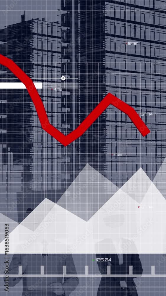 Poster animation of statistical data processing over tall bindings against grey background
