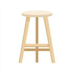 Simple wooden stool, isolated on white, home interior design element