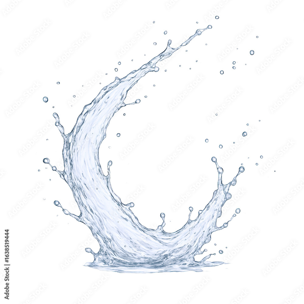 Aufkleber dynamic water splash with droplets, capturing the fluid motion and refreshing purity of liquid in a 
