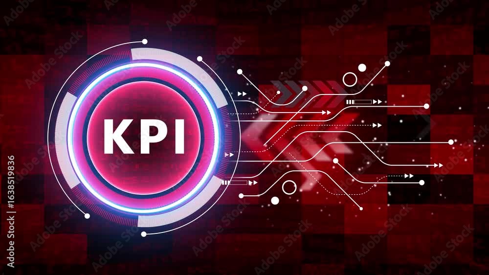 Aufkleber kpi key performance indicator increase optimization business and industrial process. connections in 