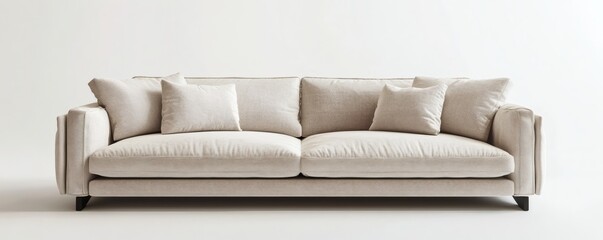 Light beige sectional sofa against a plain background.