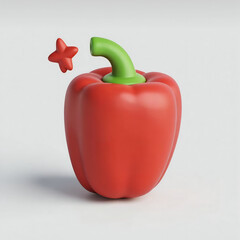 bright juicy red bell pepper sits atop dull gray canvas radiating vibrant color stark