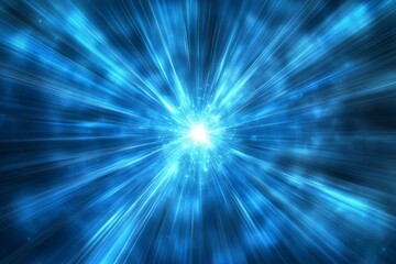 Fototapeta premium Bright blue light burst with radiant beams creating a dynamic energy explosion effect