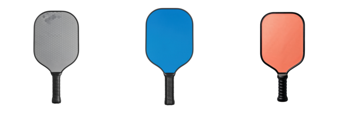 Pickleball paddle set with gray blue and orange colors isolated transparency background perfect for pickleball game enthusiasts and sports