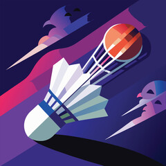 Sports badminton poster design template
