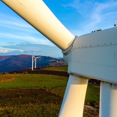 Wind turbines in nature, generating clean energy, for a sustainable future