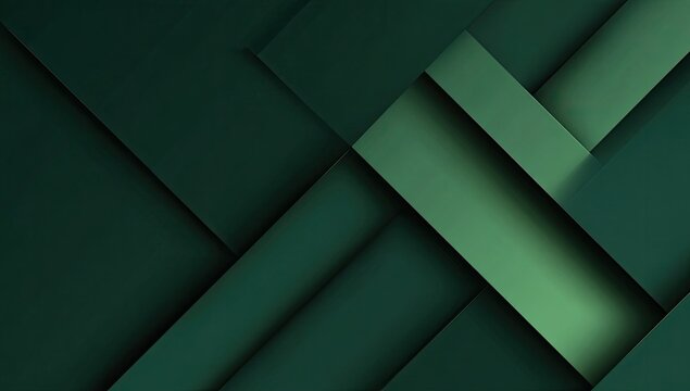 Abstract geometric pattern of overlapping dark green and teal rectangles