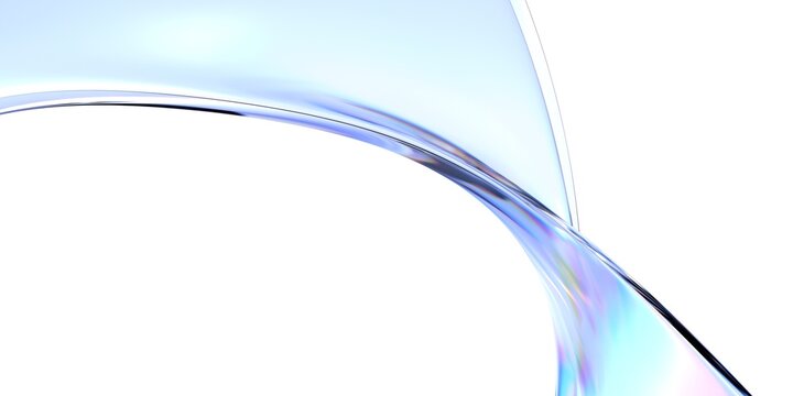 Abstract design, wavy iridescent shape, 3d render