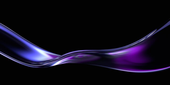 Fototapeta Abstract wavy shape, futuristic background design, 3d render