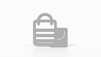 8K Gray 3D Render of Shopping Bags Icon with White Background for E-commerce, Retail, and User Interfaces

