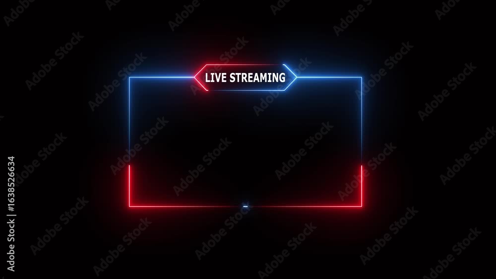 Poster live streaming neon text frame animation box frame neon frame live streaming game live stream overla
