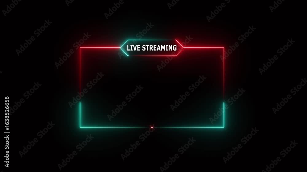 Poster live streaming neon text frame animation box frame neon frame live streaming game live stream overla