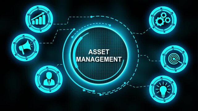 Asset management. Business, Technology, Internet and network concept. It helps organizations maximize value, minimize risk, and ensure long-term performance of physical, financial, or digital assets.