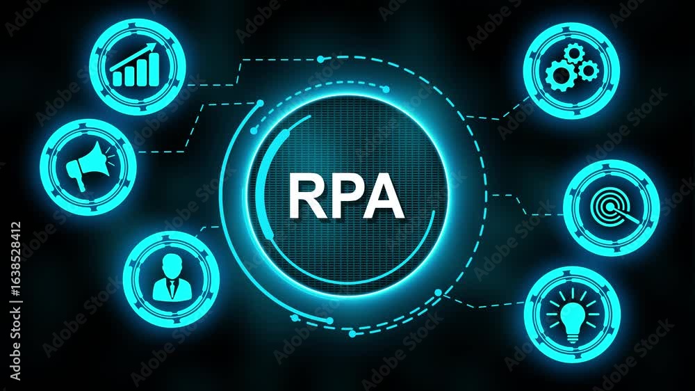 Poster rpa robotic process automation innovation technology concept. business, technology, internet and net