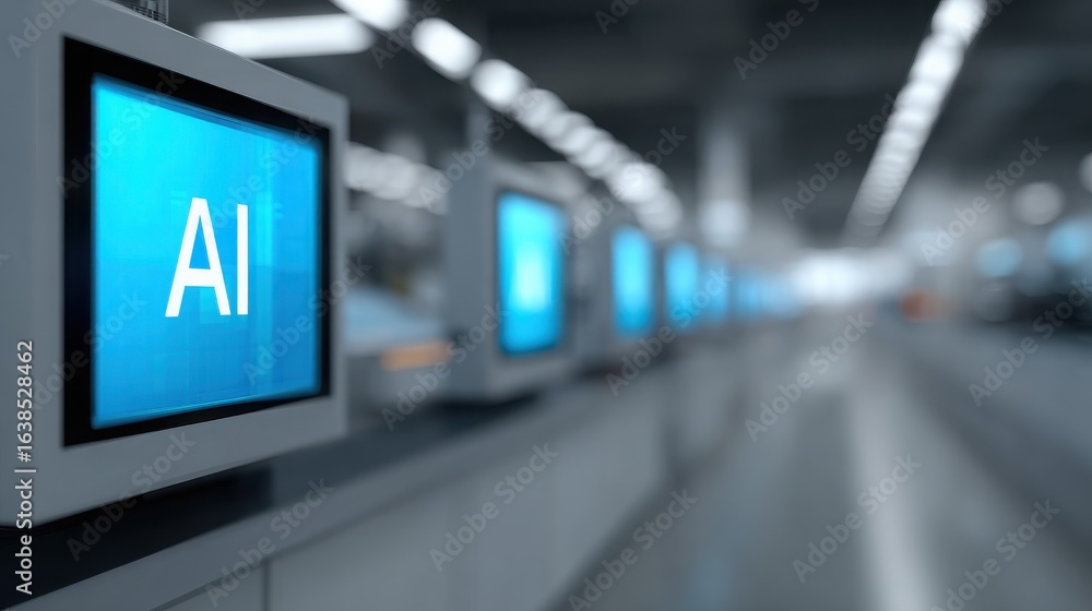 Poster a computer monitor with the word ai on it