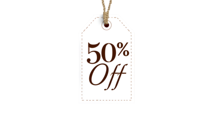 50 off sale tag isolated on transparent background for promotional advertising