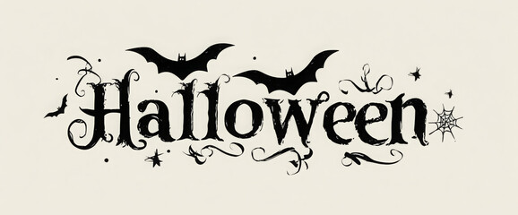 Spooky Banner: Pretty Witch, Bats, and Ominous Branches on a Full Moon Background
