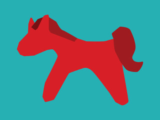 Red horse, pony. Vector art illustration.  Toys.