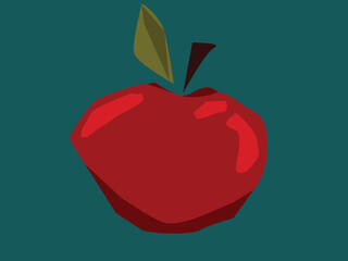 Red shiny, juicy apple. Vector illustration. 