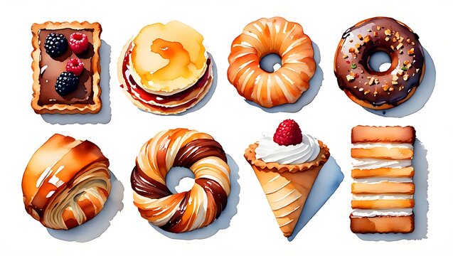 Delicious Assortment of Pastries and Baked Goods for Breakfast and Dessert - Powered by Adobe