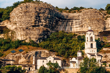 Old Christian Orthodox monastery church temple in mountain, Bakhchisaray, Crimea