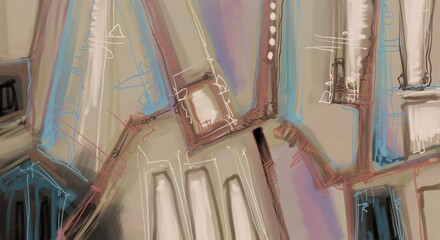 Abstract image for printing. Picture for modern interiors. The picture is painted by hand on a tablet. © neurostructure