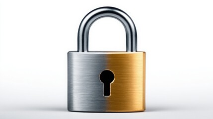 Naklejka premium A silver and gold lock with a keyhole