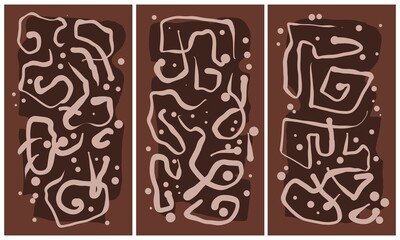 Modern interior triptych. The picture is painted by hand on a tablet.