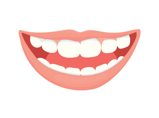 Fototapeta premium Mouth with a smile. Flat vector clipart, illustration with isolated background.