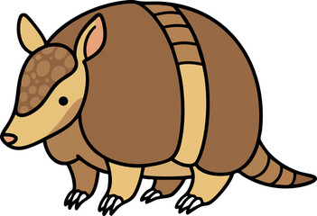 Fototapeta premium Armadillo animal illustration with brown and beige natural colors vector graphic 