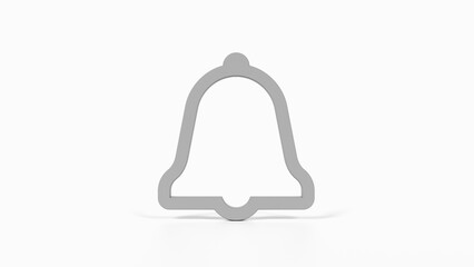8K Gray 3D Render of Notification Bell Icon with White Background for Mobile Apps, Alert Systems, and User Interfaces

