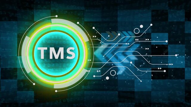 TMS &ndash; Transportation Management System. TMS concept head up display (HUD UI) panel and futuristic technology abstract background internet of things animation concepts.