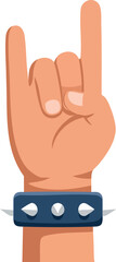 Hand Gesture Rock Sign with Studded Leather Wristband Vector Illustration 