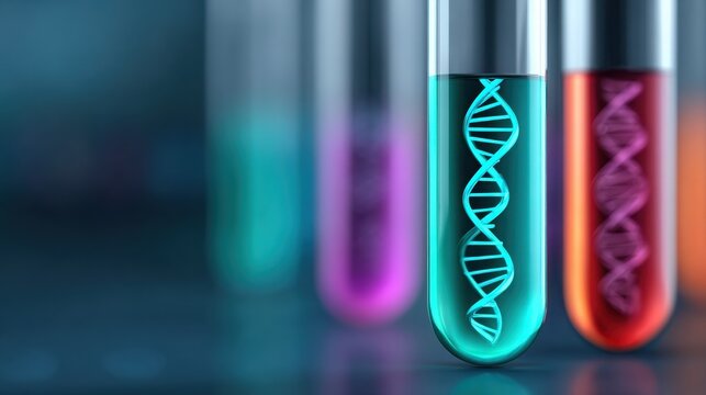 A collection of test tubes with DNA in them