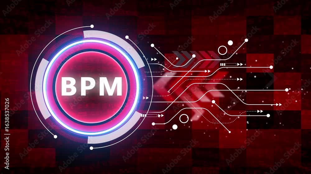 Aufkleber bpm – business process management. bpm concept head up display (hud ui) panel and futuristic technol