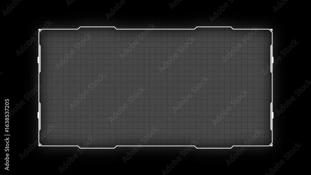 Poster futuristic rectangle hud frame with neon glow – sci-fi interface background. hud graphics around the