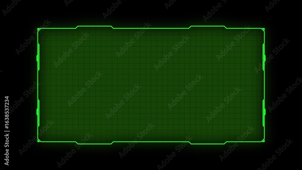 Poster futuristic rectangle hud frame with neon glow – sci-fi interface background. hud graphics around the