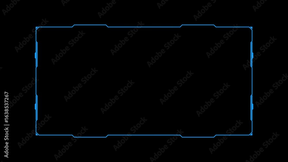 Poster futuristic rectangle hud frame with neon glow – sci-fi interface background. hud graphics around the