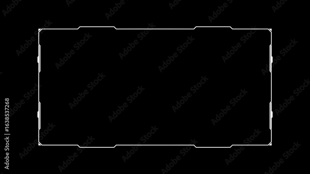 Poster futuristic rectangle hud frame with neon glow – sci-fi interface background. hud graphics around the